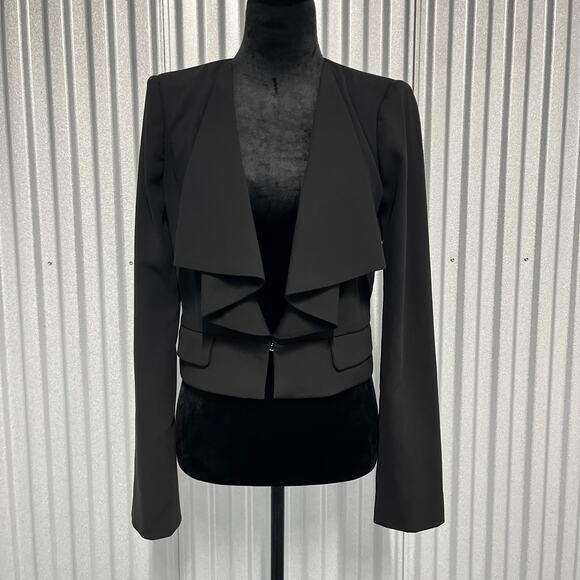 Structure Black Drape Front Blazer Women’s Size 8 Career Cropped Jacket Modern - Picture 1 of 6